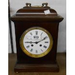 An early 20th Century polished walnut cased bracket clock with French eight day gong striking