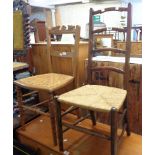 A ladder back chair and a rattan seated chair - various condition