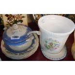 A selection of assorted ceramics including Staffordshire sauce tureen and ladle, Wedgwood plates,