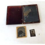 A late Victorian leather cased colour tinted photographic portrait plate of a seated woman - sold