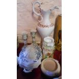 Assorted items including Crown Devon Auld Lang Syne musical mug (no movement), Poole Pottery bowl,