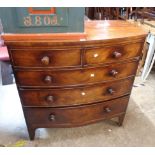 A 1.01m 19th Century mahogany bow front chest of two short and three long graduated drawers, set