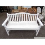 A wooden garden bench with later painted finish - a/f