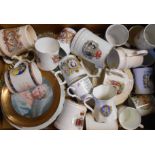 A box of assorted Royal Commemorative ware including mugs, bowls and plates