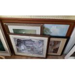 A selection of framed decorative coloured prints - various age and condition