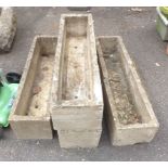 Three concrete trough form garden planter - one a/f