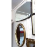 A vintage frameless bevelled wall mirror - sold with a decorative bevelled oval wall mirror