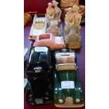 Six ceramic novelty car models including money boxes, etc.