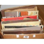 A box containing assorted LP records including classical, easy listening, brass bands, etc.