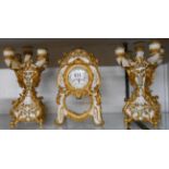 A modern decorative resin Juliana clock garniture with quartz movement - no pendulum bob