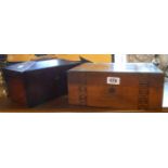 A Victorian sewing box with Tunbridge ware banding and mother-of-pearl inlay with contents - sold