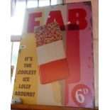 A reproduction metal FAB ice lolly advertising sign