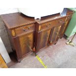 A 1.51m reproduction mahogany crossbanded and strung break front sideboard retailed by Brights of