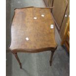 A figured walnut veneered tea table in the antique style - minor moulding loss