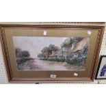 Leyton Forbes: a gilt framed and slipped watercolour entitled A Cornish Lane - signed and