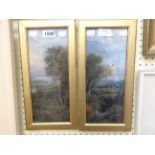 A pair of gilt framed oil on board paintings, depicting views near Reigate in Surrey and Chislehurst