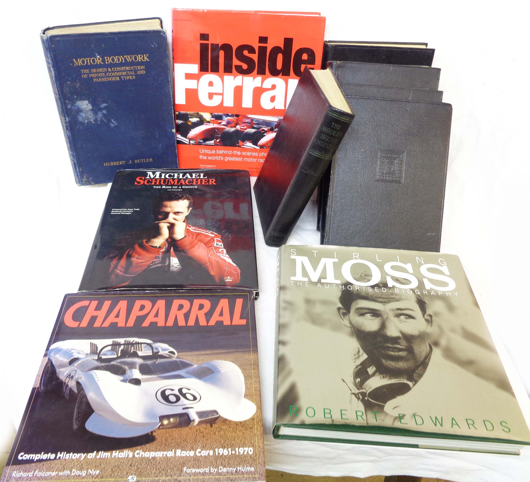 A collection of glossy hard back Motor Racing interest titles including Michael Schumacher,