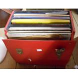 A record case containing assorted vinyl LPs, 78s and 45s including classical boxed sets, etc.