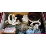 A small box containing assorted ceramic and other items including Fairings, Thoune, etc.