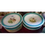 A late 19th Century Staffordshire bone china part dessert service comprising three comports and