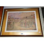 A framed and gilt slipped coloured Vanity Fair print - Newmarket, Tattersall's 1887 published by