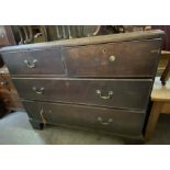 A 1.15m 19th Century stained wood chest of two short and two long drawers a/f