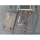 Two antique bread oven doors - one hinge a/f