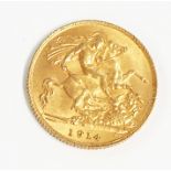 A 1914 gold Half Sovereign