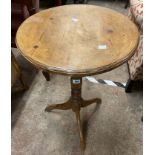 A waxed pine pedestal wine table - sold with an antique similar - various condition