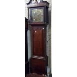 An antique stained oak and strung longcase clock, the 28cm square brass dial marked for Blacket