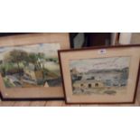 J. Waterfield: a framed vintage watercolour, depicting view of Findhorn, Scotland - sold with W.