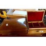 A vintage wooden dome top jewellery box - sold with a smaller similar