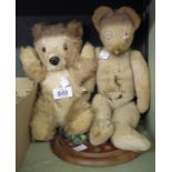 An old Chiltern Hygenic Toys teddy bear - sold with an old straw filled bear and a wooden