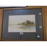 Fred Williamson: a gilt framed watercolour, depicting a river landscape - signed