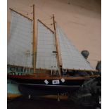 A modern model of a ship in sail