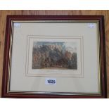 A framed Regency aquatint, depicting Berry Castle near Totnes, published 1817