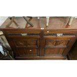 A 1.19m Edwardian walnut sideboard with two frieze drawers and pair of decorative panelled