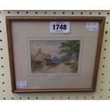 Frederick J. Knowles: a gilt framed miniature watercolour view at Alderley Edge, North Wales -