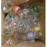 A box containing a quantity of assorted glassware including Art Deco painted lemonade set, etc.