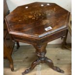 A Victorian rosewood trumpet work table with applied decoration a/f