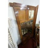 A 1.46m Edwardian walnut mirror back from a sideboard with multiple bevelled plates