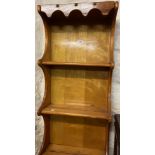 A 47cm mid 20th Century pirello pine hand made small dresser with three open plate shelves over a