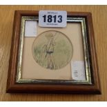 After E. H. Shephard: a framed miniature picture of Christopher Robin going fishing