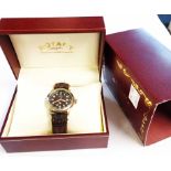 A Rotary Swiss Commando steel cased wristwatch on remains of leather strap - boxed