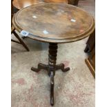 A 19th Century mahogany pedestal table, set on bobbin turned pillar and tripod base