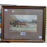 Thomas Binmore: a gilt framed watercolour, depicting a South Devon landscape with river, bridge