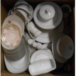 A box containing a quantity of Noritake tea and dinner ware in the Mayfair pattern