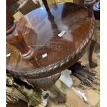 An antique style mahogany pie crust tea table, set on cabriole legs with claw and ball feet - for