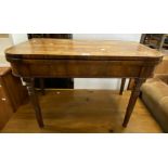A 91cm 19th Century rosewood fold-over card table - a/f and set on cut down legs