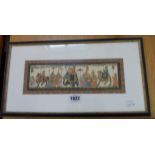 A framed 20th Century Mughal painting, depicting a procession with figures, horse, elephant and